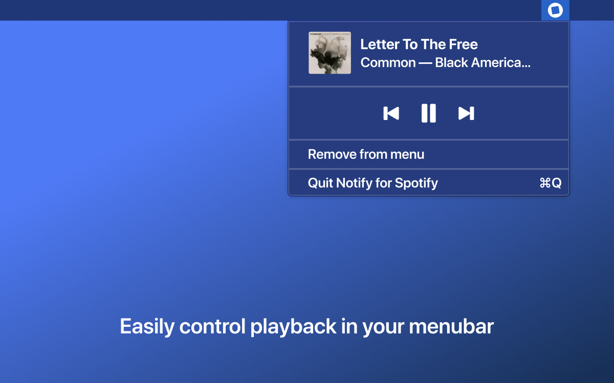 Easily control playback in your menubar